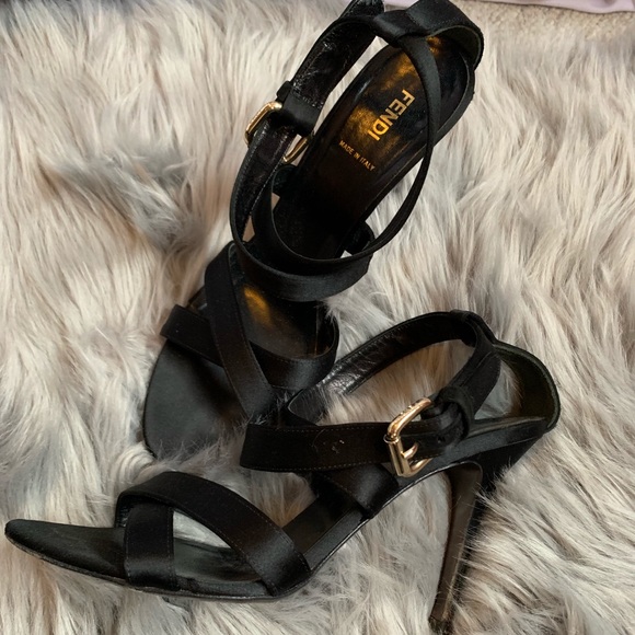 Fendi Shoes - Black Satin Fendi Heels